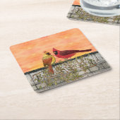 （鳥）ショウジョウコウカンチョウラブバード紙コースター スクエアペーパーコースター (アングル)