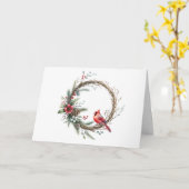 （鳥）ショウジョウコウカンチョウリースクリスマスカード カード (黄色い花)