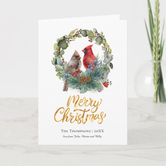 (鳥)ショウジョウコウカンチョウリースクリスマス シーズンカード (正面)