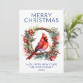 （鳥）ショウジョウコウカンチョウリースブルーホリデーカード 招待状 (スタンド正面)