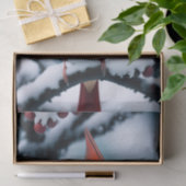 (鳥)ショウジョウコウカンチョウレッドウィンタースノーツリーイラストレーション 薄葉紙 (ギフト)