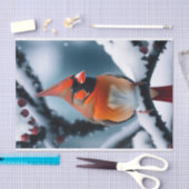 (鳥)ショウジョウコウカンチョウレッドウィンタースノーツリーイラストレーション 薄葉紙 (クラフト)