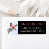 （鳥）ショウジョウコウカンチョウレッドバードブランチイラストレーションアートアドレス ラベル (インサイチュ)