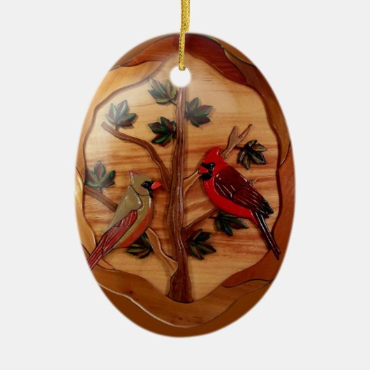 （鳥）ショウジョウコウカンチョウレッドバードメモリアル悔やみや弔慰 セラミックオーナメント (正面)