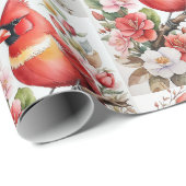 （鳥）ショウジョウコウカンチョウレッドバード美しい水色クリスマス ラッピングペーパー (ロールコーナー)