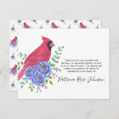 (鳥)ショウジョウコウカンチョウレッドバード葬儀サンキューノートカード サンキューカード (正面/裏面)