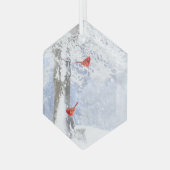 （鳥）ショウジョウコウカンチョウレッドバード野生動物自然アート ガラスオーナメント (正面左)