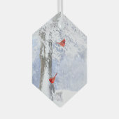 （鳥）ショウジョウコウカンチョウレッドバード野生動物自然アート ガラスオーナメント (正面右)