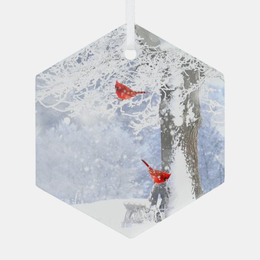 (鳥)ショウジョウコウカンチョウレッドバード野生動物自然アート ガラスオーナメント (裏面)