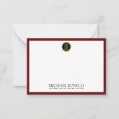 （鳥）ショウジョウコウカンチョウレッドレザー金ゴールドスクエアロゴモノグラム ノートカード (正面)