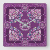 （鳥）ショウジョウコウカンチョウレッドロザース スクエア壁時計 (正面)