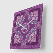 （鳥）ショウジョウコウカンチョウレッドロザース スクエア壁時計 (傾斜)