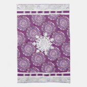 （鳥）ショウジョウコウカンチョウレッドロザース&スノーフレーク キッチンタオル (縦)