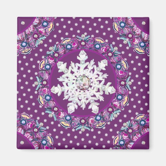 （鳥）ショウジョウコウカンチョウレッドロザース&スノーフレーク マグネット (正面)