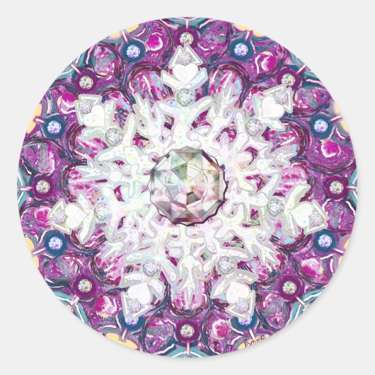 (鳥)ショウジョウコウカンチョウレッドロザース&スノーフレーク ラウンドシール (正面)