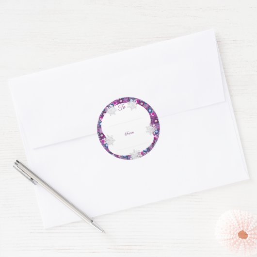 (鳥)ショウジョウコウカンチョウレッドロザース&スノーフレーク ラウンドシール (封筒)