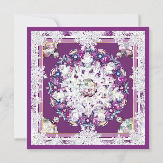 (鳥)ショウジョウコウカンチョウレッドロザース&スノーフレーク 招待状 (正面)