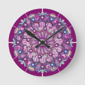 （鳥）ショウジョウコウカンチョウレッドロザース ラウンド壁時計 (正面)