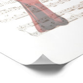 （鳥）ショウジョウコウカンチョウヴィンテージ楽譜アートプリント ポスター (角)