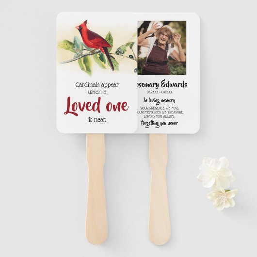 (鳥)ショウジョウコウカンチョウ両面フォト葬儀ありがとうございました ハンドファン (正面&裏面)