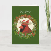 (鳥)ショウジョウコウカンチョウ付き足掛けホリデーカード カード (正面)