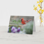 （鳥）ショウジョウコウカンチョウ写真ハッピーバースデー カード (黄色い花)