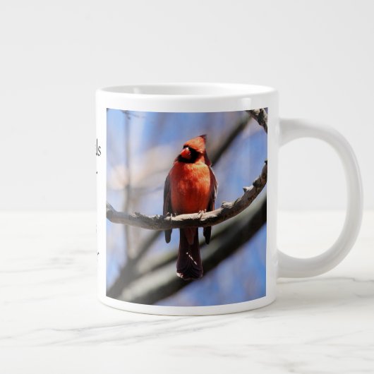 （鳥）ショウジョウコウカンチョウ写真(2)と引用文：天使が近い！ ジャンボコーヒーマグカップ (右)