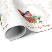 (鳥)ショウジョウコウカンチョウ及びゴールデンリース包装紙 ラッピングペーパー (ロールコーナー)