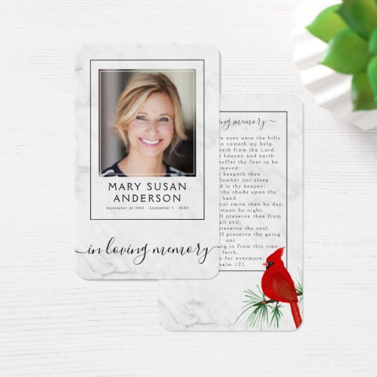 （鳥）ショウジョウコウカンチョウ大理石葬儀記念写真祈りの言葉カード (デスク)