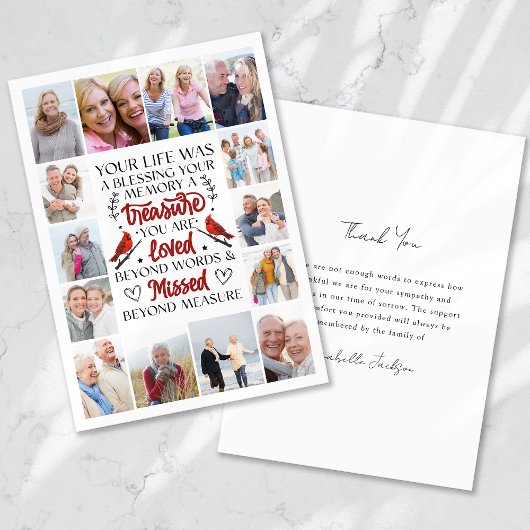 (鳥)ショウジョウコウカンチョウ引用文コラージュ写真葬儀悔やみや弔慰 サンキューカード