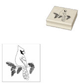 （鳥）ショウジョウコウカンチョウ松の枝に座る ラバースタンプ (押印)