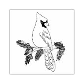 （鳥）ショウジョウコウカンチョウ松の枝に座る ラバースタンプ (インプリント)