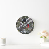 (鳥)ショウジョウコウカンチョウ松写真 ラウンド壁時計 (ホーム)