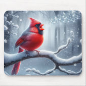 (鳥)ショウジョウコウカンチョウ歌唱(音符) マウスパッド (正面)
