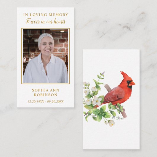 (鳥)ショウジョウコウカンチョウ永遠に私たちのハートフォト祈りの言葉カード 名刺 (正面/裏面)