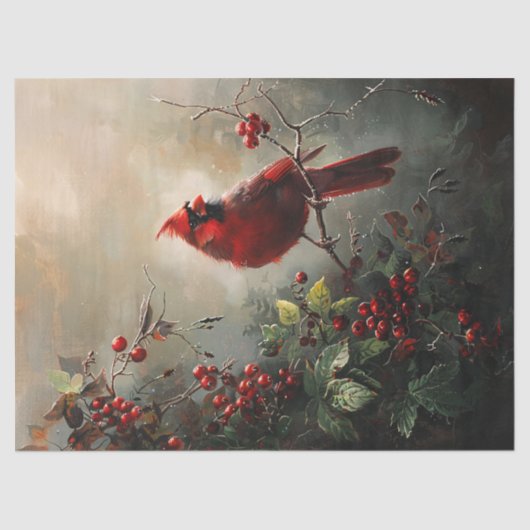 (鳥)ショウジョウコウカンチョウ油絵画分離 薄葉紙 (正面)