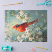 （鳥）ショウジョウコウカンチョウ白い開花の花アートデコパージュ 薄葉紙 (クラフト)