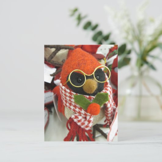 (鳥)ショウジョウコウカンチョウ着用メガネ ポストカード (スタンド正面)