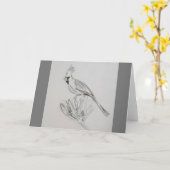 （鳥）ショウジョウコウカンチョウ空白の折りグリーティングカード カード (黄色い花)