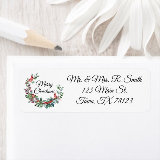 （鳥）ショウジョウコウカンチョウ素朴のクリスマス住所 ラベル (インサイチュ)