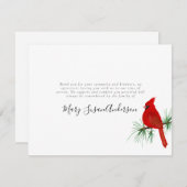 (鳥)ショウジョウコウカンチョウ葬儀サンキューノートカードレッドバード サンキューカード (正面/裏面)