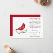 (鳥)ショウジョウコウカンチョウ葬儀フォトサンキューカード,悔やみや弔慰 ノートカード (正面/裏面インサイチュ)