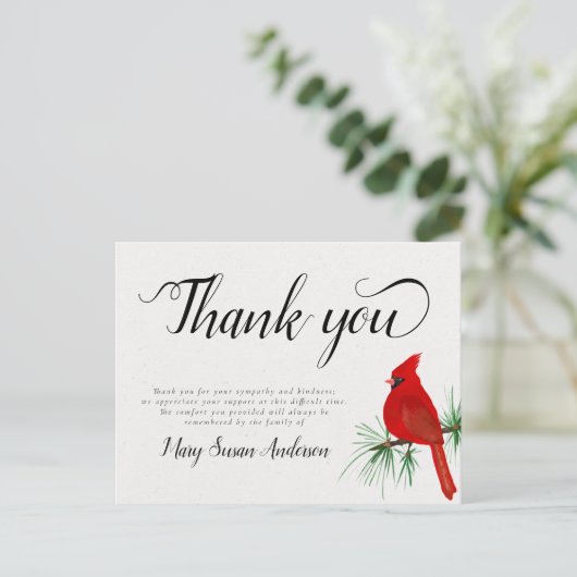 (鳥)ショウジョウコウカンチョウ葬儀記念お礼 ポストカード (スタンド正面)