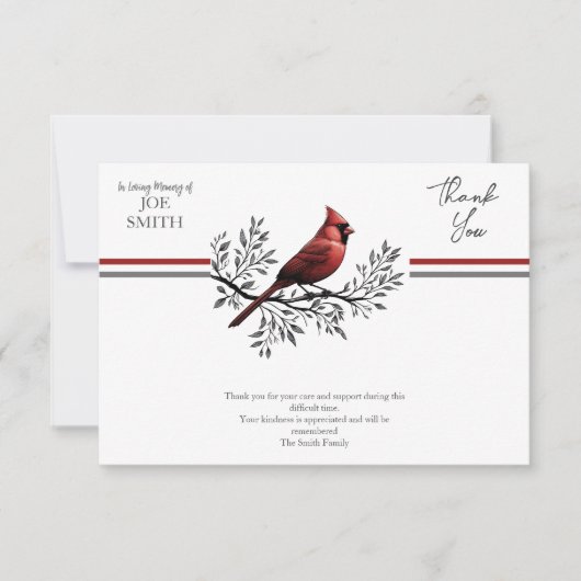 （鳥）ショウジョウコウカンチョウ葬儀記念お祝いオブ・ライフ サンキューカード (正面)