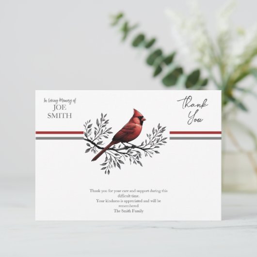 （鳥）ショウジョウコウカンチョウ葬儀記念お祝いオブ・ライフ サンキューカード (スタンド正面)