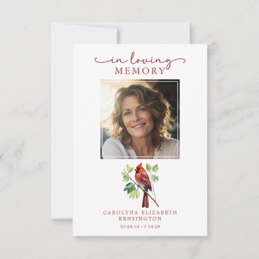 （鳥）ショウジョウコウカンチョウ葬儀記念写真ありがとう サンキューカード (裏面)