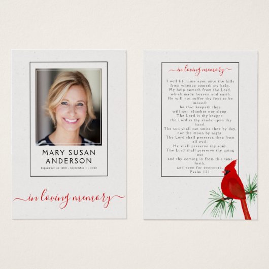 （鳥）ショウジョウコウカンチョウ葬儀記念写真祈りの言葉カード (正面&裏面)