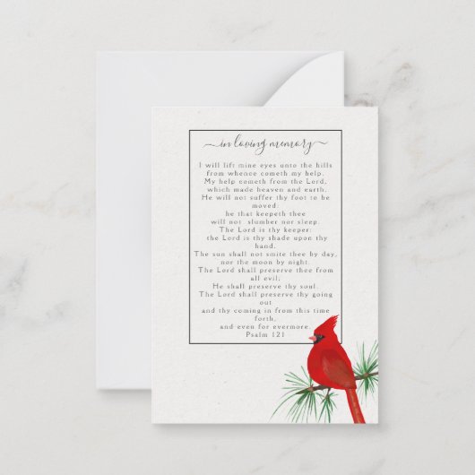 （鳥）ショウジョウコウカンチョウ葬儀記念写真祈りの言葉カード ノートカード (裏面)