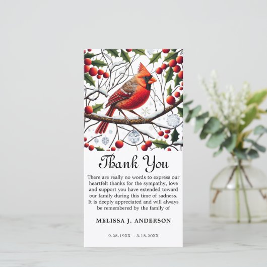 (鳥)ショウジョウコウカンチョウ葬儀記念悔やみや弔慰サンキューカード サンキューカード (スタンド正面)