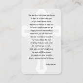 （鳥）ショウジョウコウカンチョウ葬儀記念祈りの言葉フォトカード 名刺 (裏面)